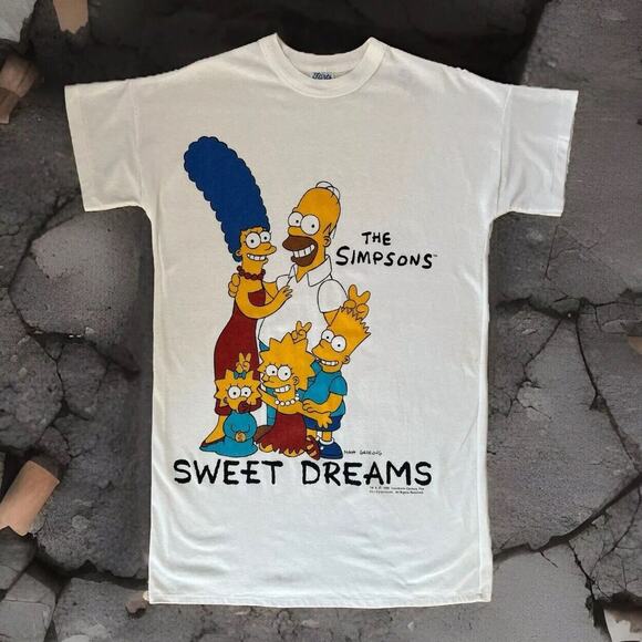 Vintage The Simpsons Sweet Dreams Shirt XL Long White 90s Cartoon Promo Sleeping - Picture 1 of 10